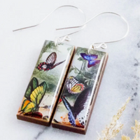 Vintage Butterfly Rectangle Earrings