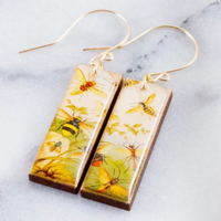 VintageGolden Bees Rectangle Earrings