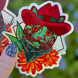 Outlaw Cowboy Cat Holographic Sticker