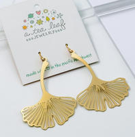 Curved Ginkgo Leaf Earrings