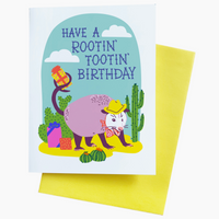 Opossum Rootin Tootin Birthday Card