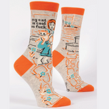 Blue Q Women's Crew Socks - My Cat Is Cool As Fuck