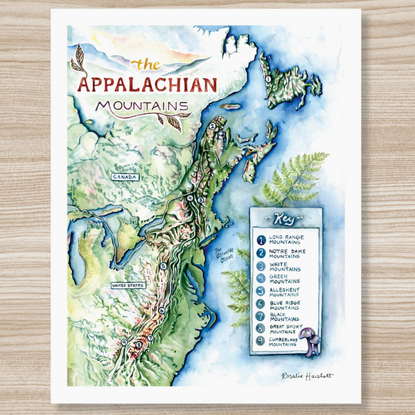 Rosalie Haizlett  Print - Appalachian Mountains Map