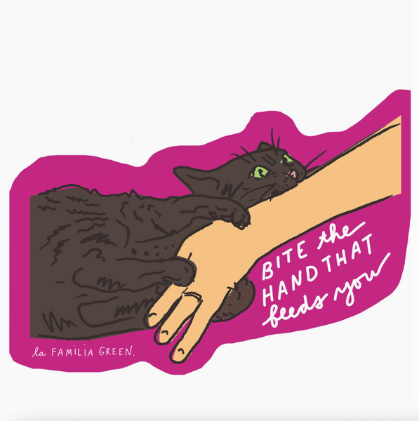 Cat Bite The Hand Sticker