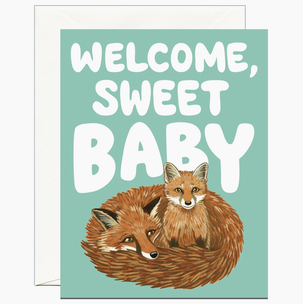 Foxes Welcome Sweet Baby Card