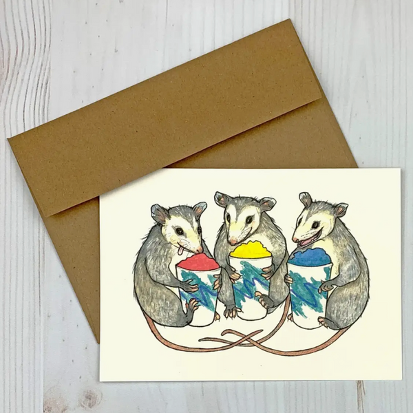 Opossums Eating Ices Notecard Art Print