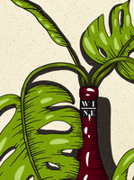 Wine Bottle Monstera Print