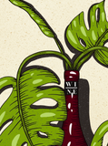 Wine Bottle Monstera Print