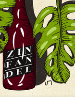 Wine Bottle Monstera Print