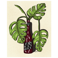 Wine Bottle Monstera Print