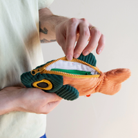 The Fish Pouch - Coral + Dark Green