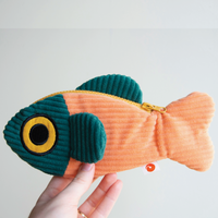 The Fish Pouch - Coral + Dark Green