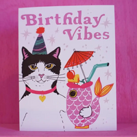 Tuxedo Cat Birthday Vibes Card