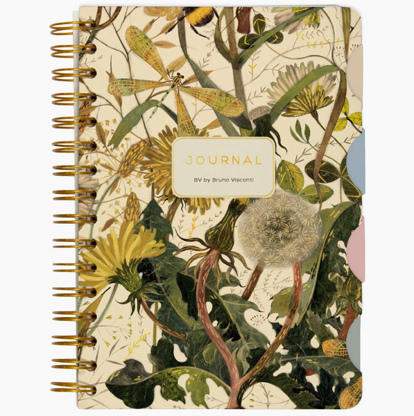 Floral patterned notebook with a visible brand name on a white background