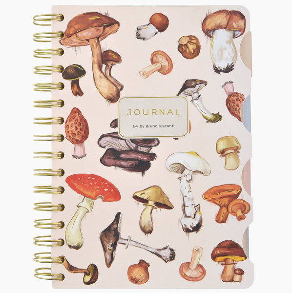 Journal with mushroom design on a white background