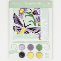 Paint by number mini kit with butterfly design on a white background
