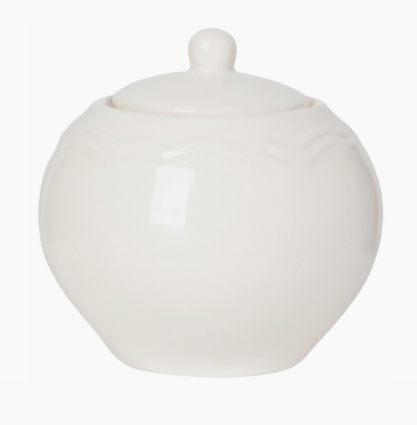 white sugar pot on white background