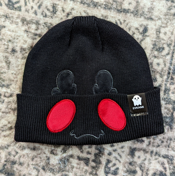 Beanie - Black Red Eyes Mothman