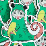 Dino Suit Opossum Sticker