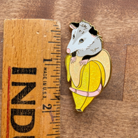 Glitter Banana Pocket Opossum Enamel Pin