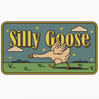 Logo of 'Silly Goose' with a cartoon goose on a green background