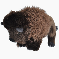 Plush toy bison on a white background