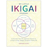 Book cover of 'My Little Ikigai Journal' with a Venn diagram on a white background