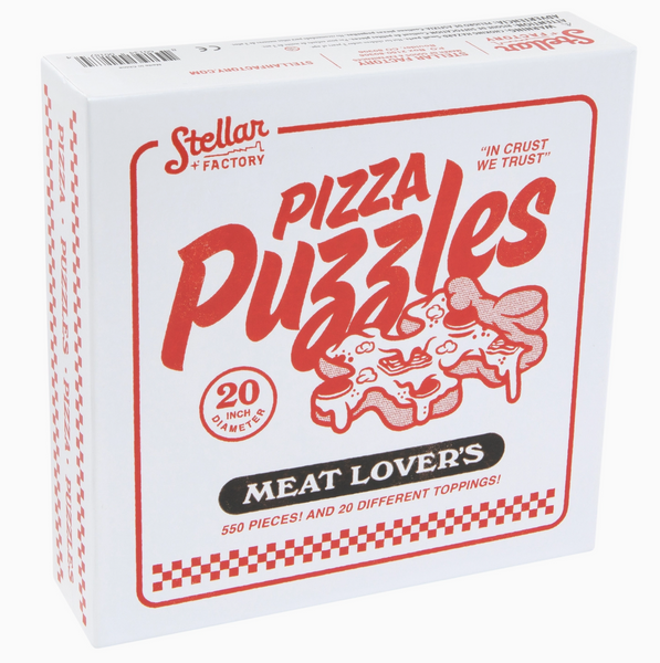 Box of 'Stellar Pizza Puzzles Meat Lover's' on a white background
