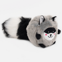 Plush toy shaped like a raccoon on a white background