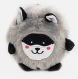 Plush toy with a raccoon design on a white background