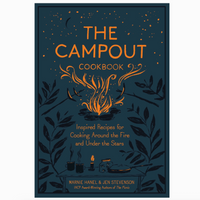 Book cover of 'The Campout Cookbook' with a dark background and orange text.