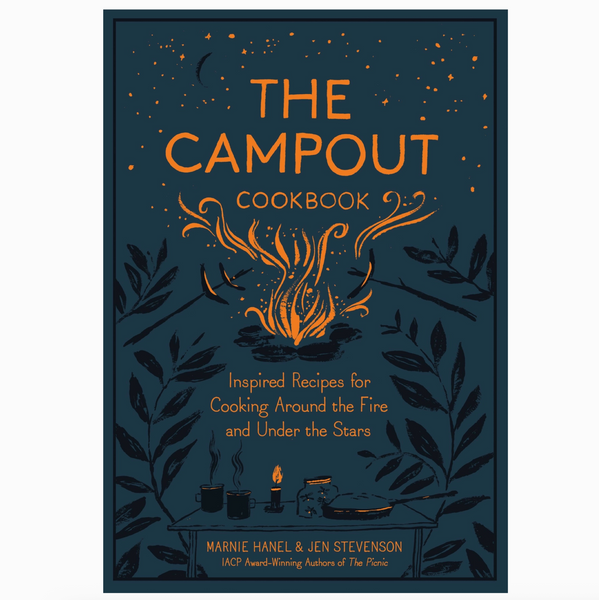 Book cover of 'The Campout Cookbook' with a dark background and orange text.