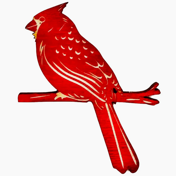 Red Cardinal Wood Magnet