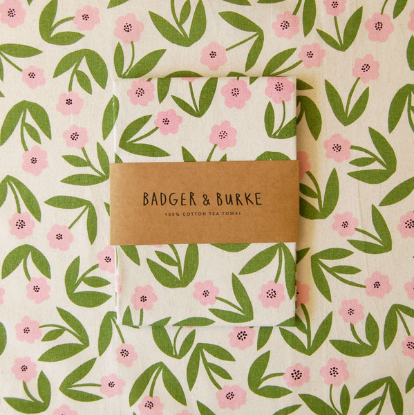 Little Pink Flowers Tea Towel