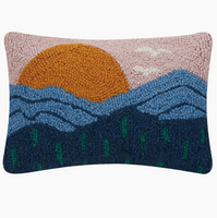 Blue Mountains Wool Hooked Pillow