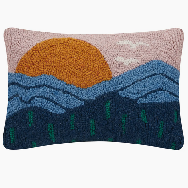 Blue Mountains Wool Hooked Pillow