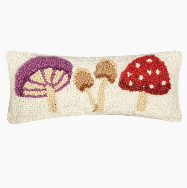 Mushrooms Wool Hooked Pillow