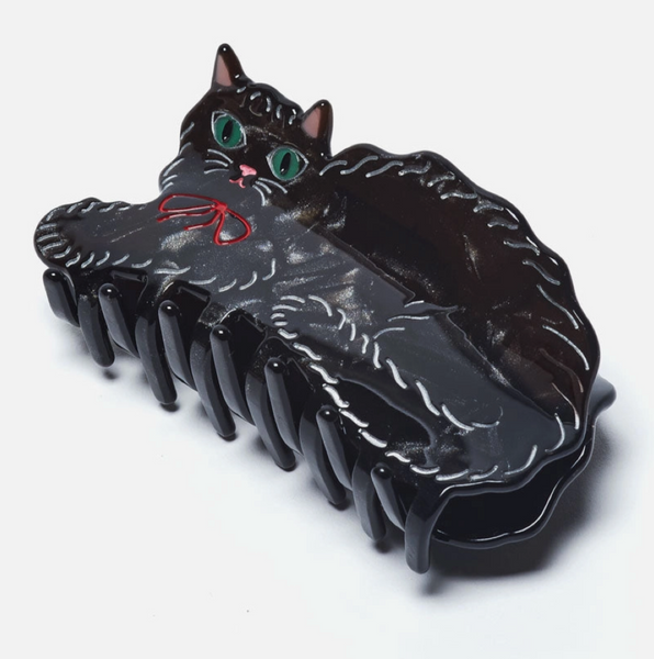 Acrylic Hair Claw - Shimmering Black Kitty