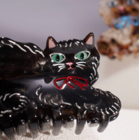 Acrylic Hair Claw - Shimmering Black Kitty