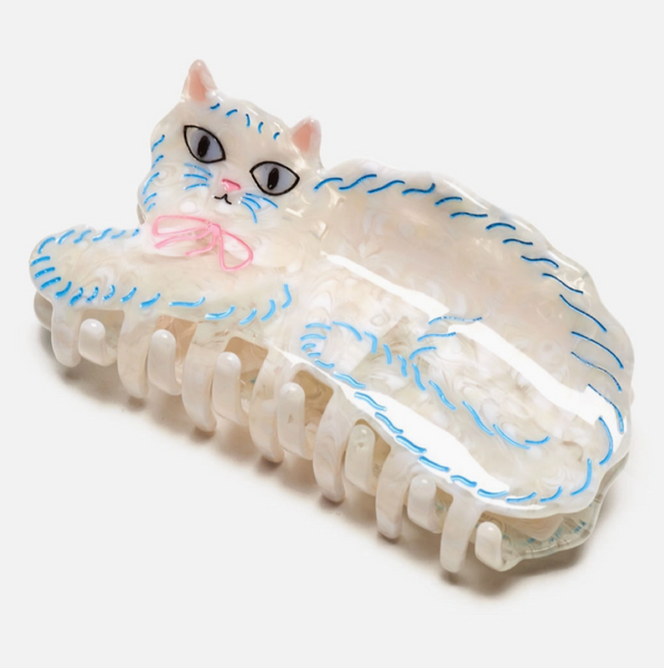 Acrylic Hair Claw - White Kitty