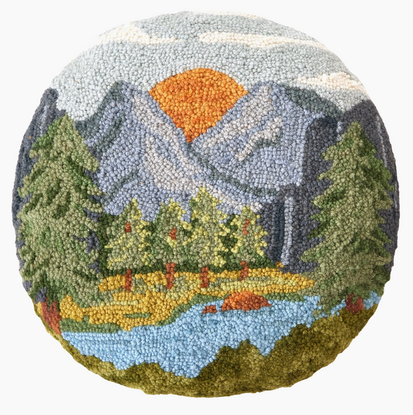 Sunset River Wool Hooked Pillow
