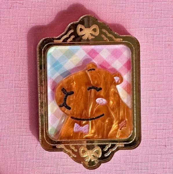 Acrylic Animal Portrait Pin - Capybara