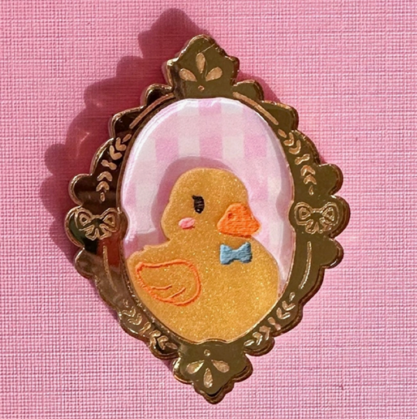 Acrylic Animal Portrait Pin - Duckie