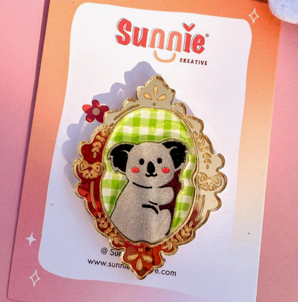 Acrylic Animal Portrait Pin - Koala