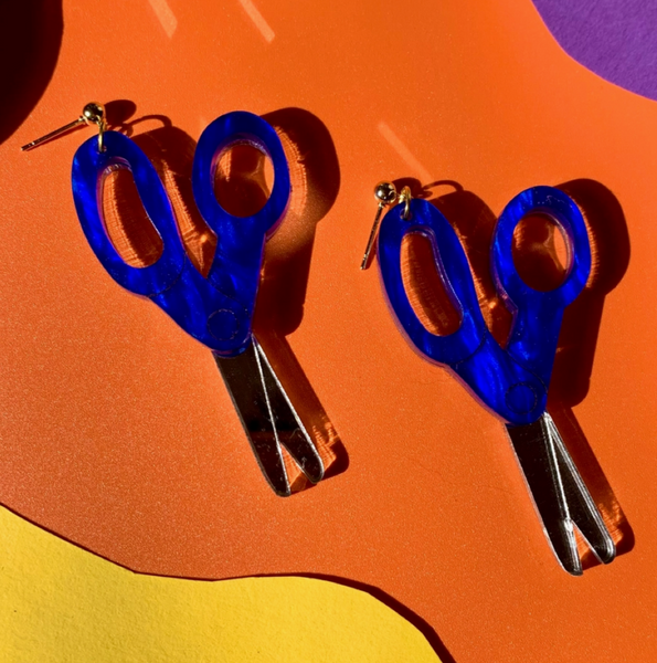 Blue Scissors Earrings