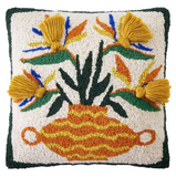 Strelitzia Hooked Wool Tassel Pillow