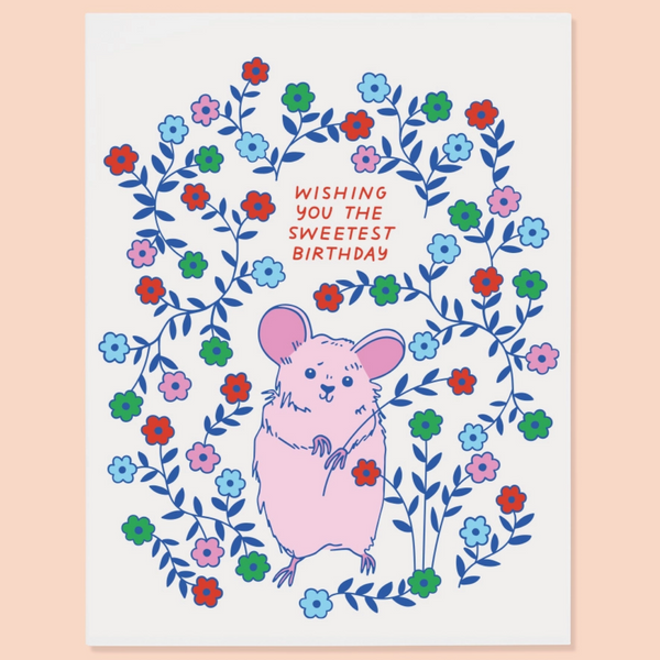 Pink Mousie Birthday Card