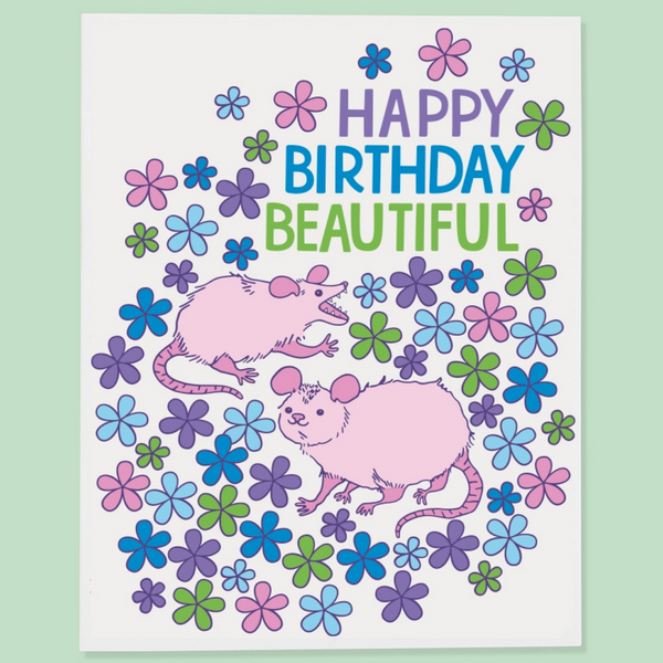 Opossum Happy Birthday Beautiful Card