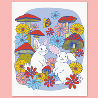 Mushroom Bunnies Art Print