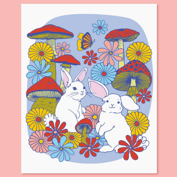 Mushroom Bunnies Art Print